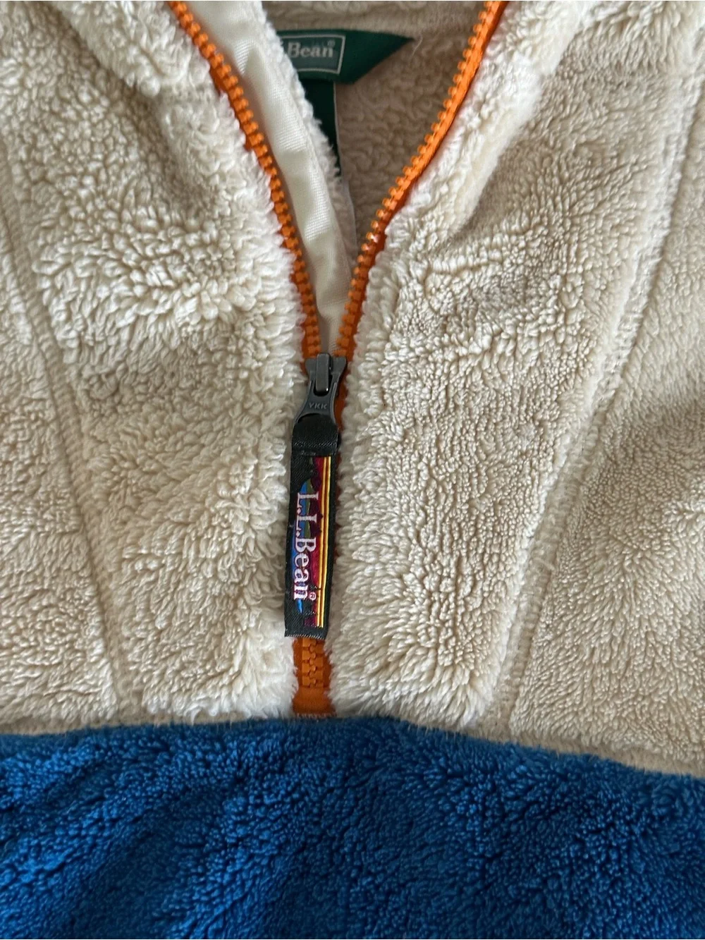 L.L.Bean Kids Hi-Pile Fleece Hooded Pullover, Colorblock Size 6-7